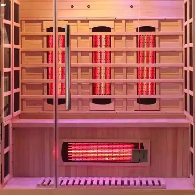 Sauna with evening chromotherapy glow